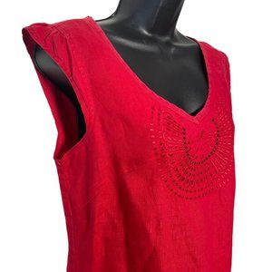 Alexandra Bartlett Cherry Rose Pink 100% Linen Sleeveless Top S